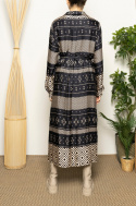 Wzorzysta, wiskozowa sukienka etno z paskiem K0857