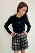 Mini spódnica w kratę WM1193, plisowana, biało-czarna