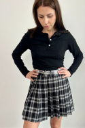 Mini spódnica w kratę WM1193, plisowana, biało-czarna