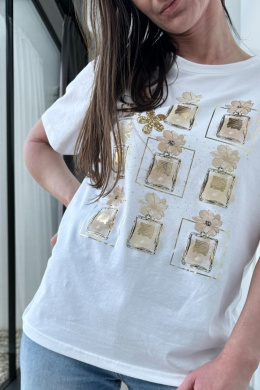 Bawełniany t-shirt z aplikacją perfum