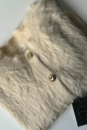 Włochaty sweterek NA2015 z ozdobnymi guzikami, beżowy