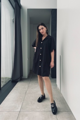Bufiasta sukienka z kołnierzykiem 20193 czarna