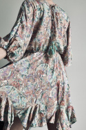 Jedwabna sukienka mini, ze wzorem 2361S-2460, Pastelowa