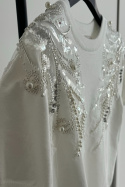 Sweterek z biżuteryjnymi ozdobami, biały