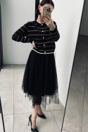 Tiulowa sukienka YQ824 ze sweterkiem czarna