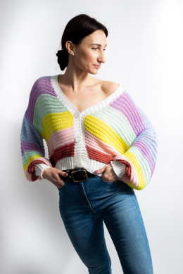 Sweterek w paski 20863, pastelowy, kolorowy