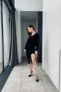 Sukienka z rozcięciem mała czarna + sweterek NA2023
