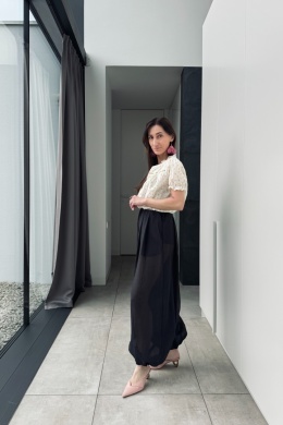 Balonowe spodnie z rayonu | czarne