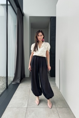 Balonowe spodnie z rayonu | czarne