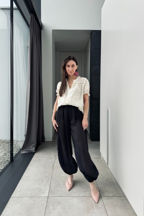 Balonowe spodnie z rayonu | czarne