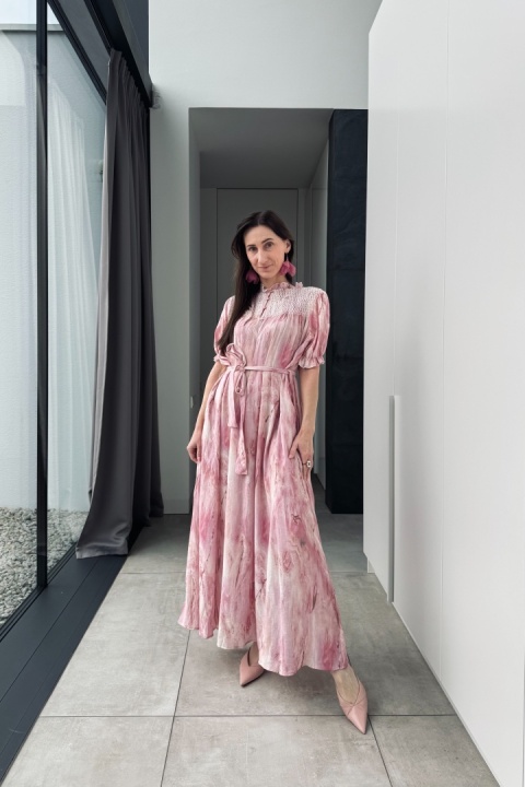 Sukienka Watercolor z rayonu | różowa