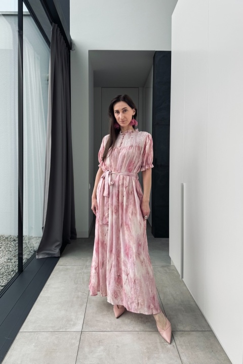 Sukienka Watercolor z rayonu | różowa