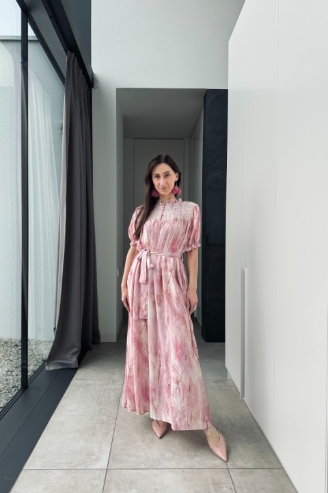 Sukienka Watercolor z rayonu | różowa