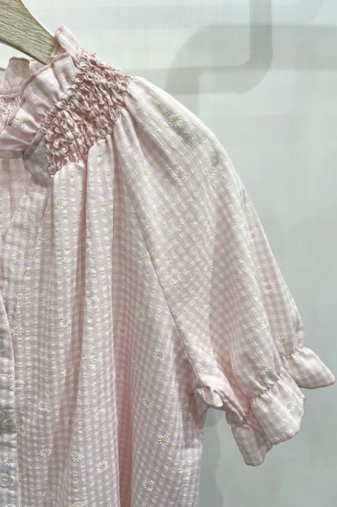 Bawełniana bluzka w kratkę Daisy | różowa