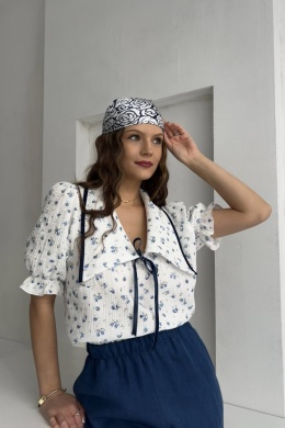 Bawełniana bluzka Hela | niebieskie kwiatki