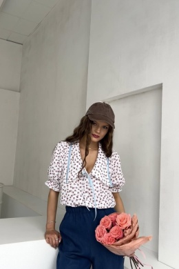 Bawełniana bluzka Hela | różowe kwiatki