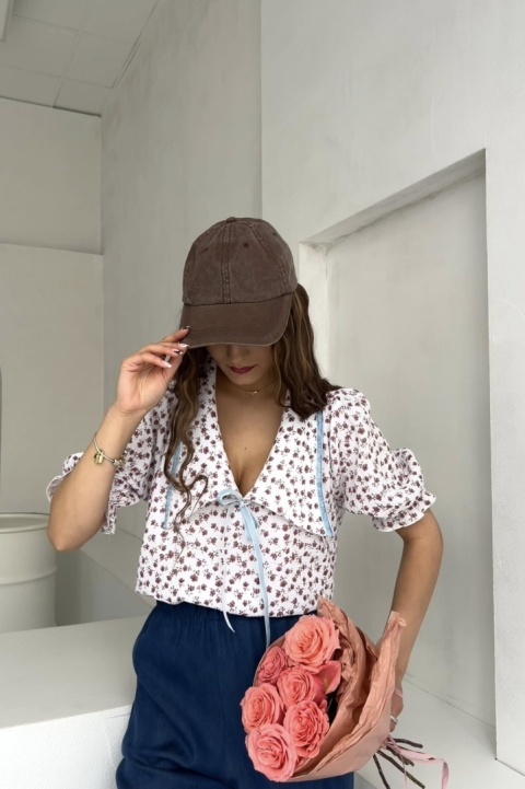 Bawełniana bluzka Hela | różowe kwiatki