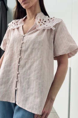 Bawełniana bluzka Parisienne | różowa