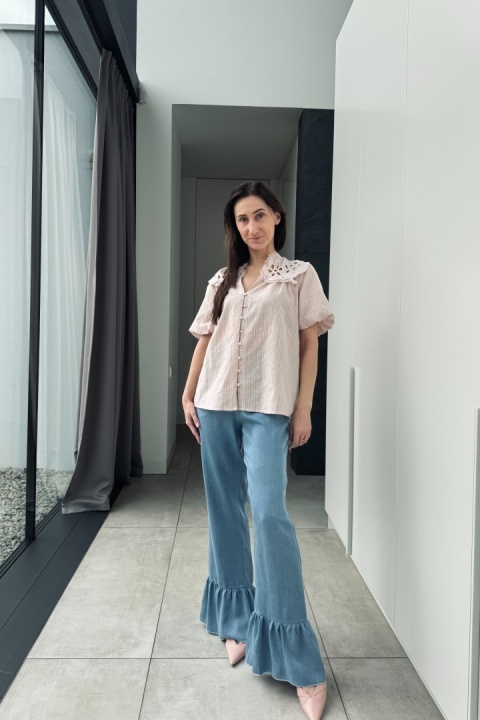 Bawełniana bluzka Parisienne | różowa