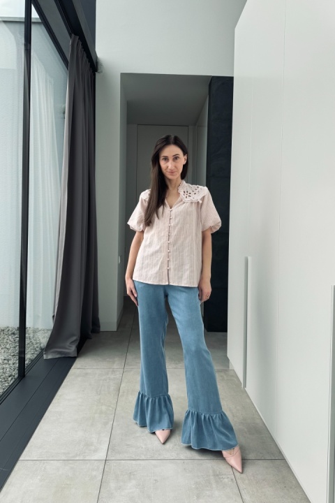 Bawełniana bluzka Parisienne | różowa