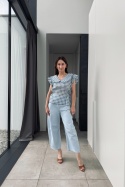 Bawełniana bluzka Parisienne w kratkę | niebieska