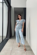 Bawełniana bluzka Parisienne w kratkę | niebieska