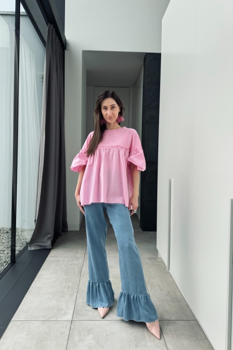 Bawełniana bluzka Pink Flare