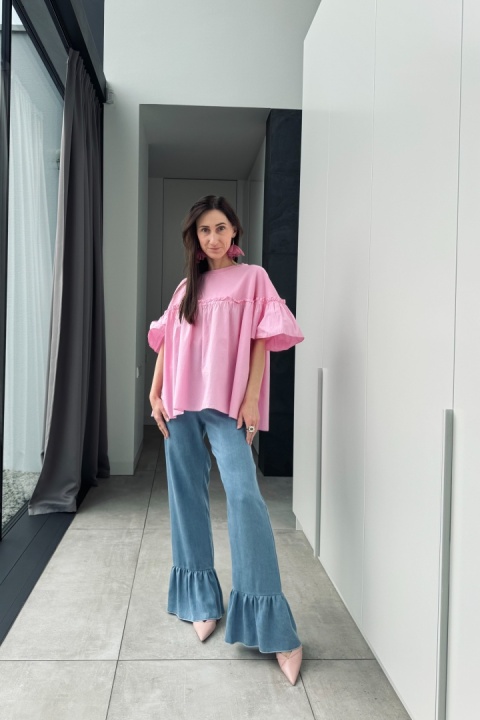 Bawełniana bluzka Pink Flare