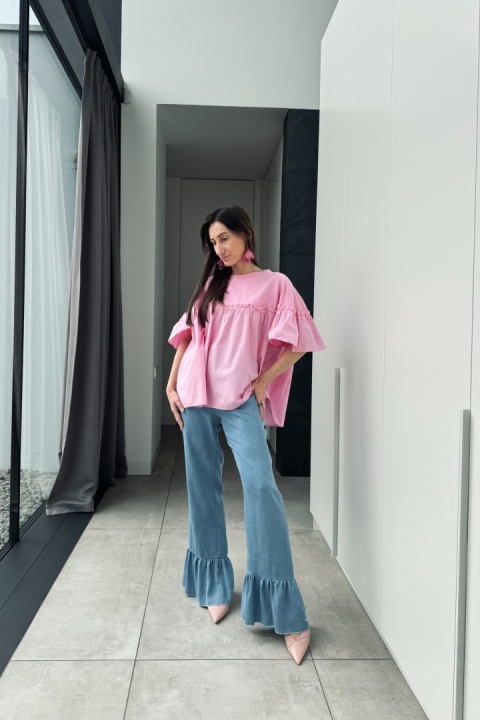 Bawełniana bluzka Pink Flare