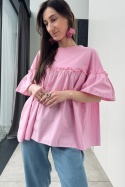 Bawełniana bluzka Pink Flare