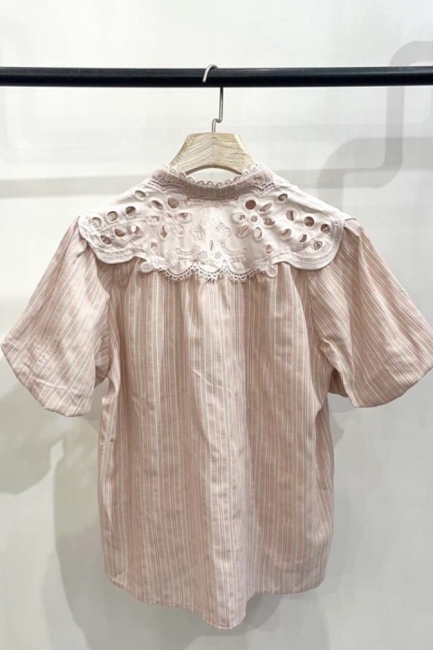 Bawełniana bluzka Parisienne | różowa