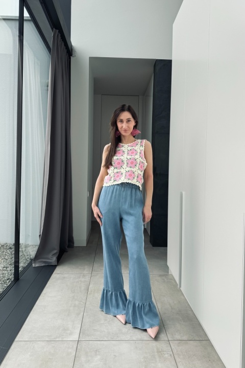 Ażurowy top w kwiaty