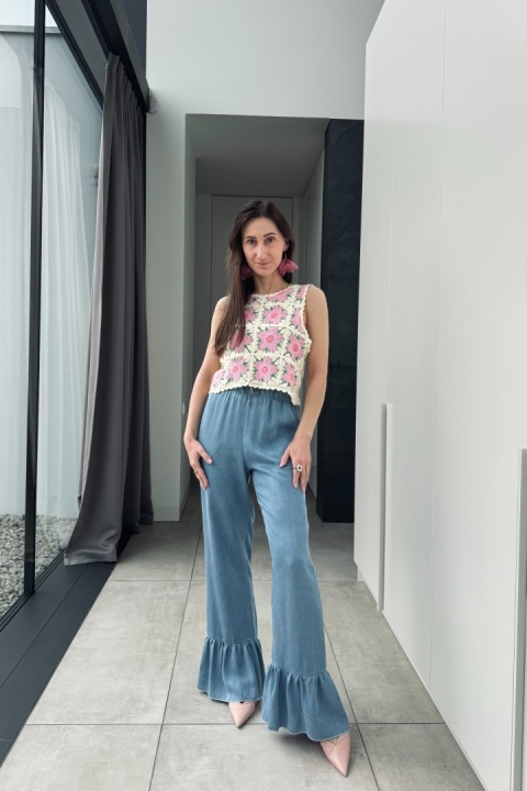 Ażurowy top w kwiaty