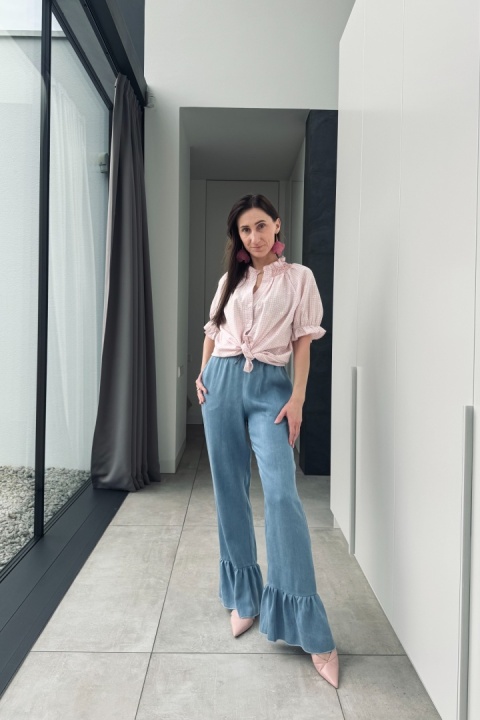 Bawełniana bluzka w kratkę Daisy | różowa