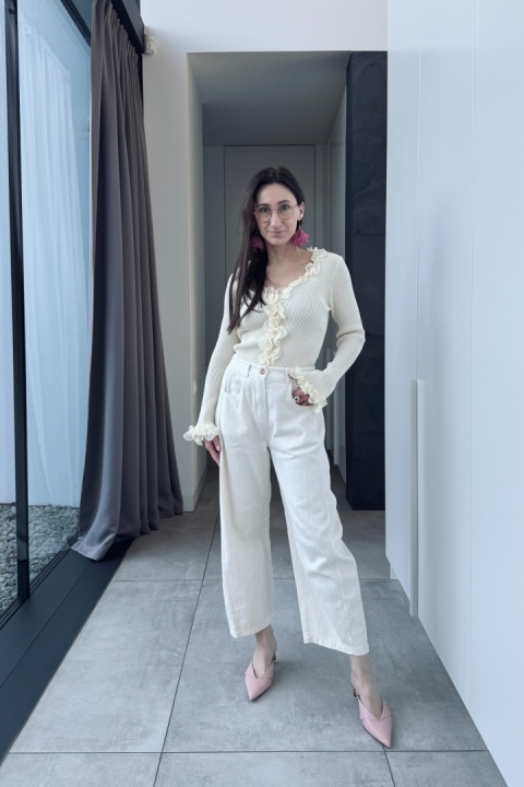 Bawełniane spodnie Modern | kremowe