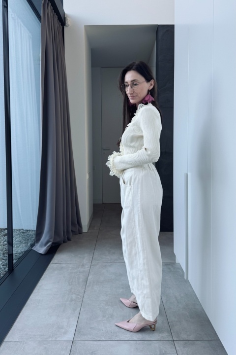 Bawełniane spodnie Modern | kremowe