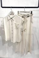Komplet boho Safari z rayonu i lnu | jasny beż