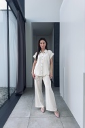 Komplet boho Safari z rayonu i lnu | jasny beż