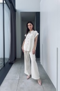 Komplet boho Safari z rayonu i lnu | jasny beż