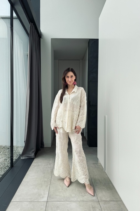 Bawełniany komplet boho | beżowy