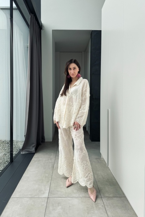 Bawełniany komplet boho | beżowy