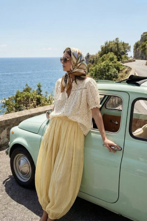 Bawełniana bluzka Amalfi | kremowa