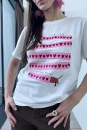 Bawełniany t-shirt z jamnikiem: I love you this much