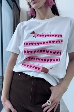 Bawełniany t-shirt z jamnikiem: I love you this much