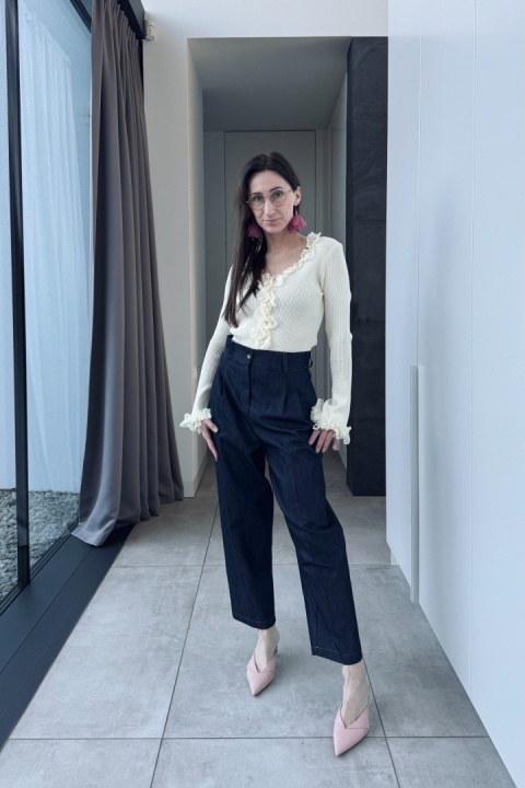 Bawełniane cygaretki z zakładkami | granatowe