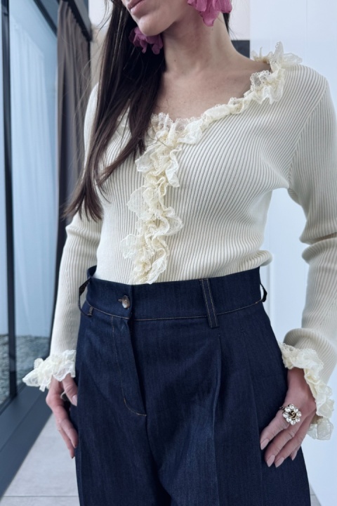 Bawełniane cygaretki z zakładkami | granatowe