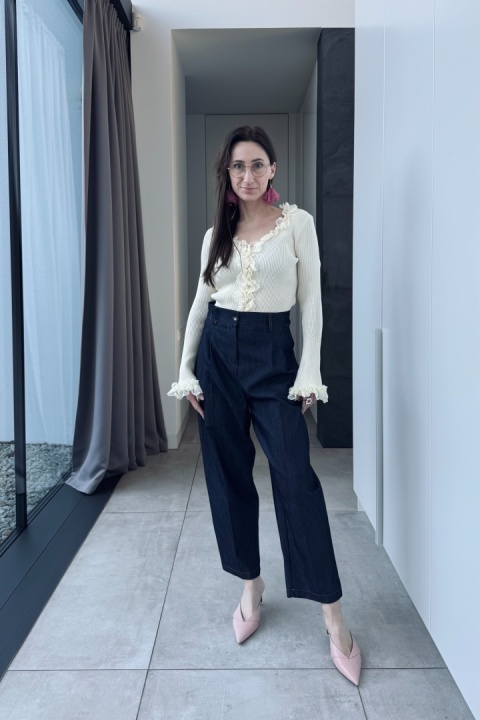 Bawełniane cygaretki z zakładkami | granatowe