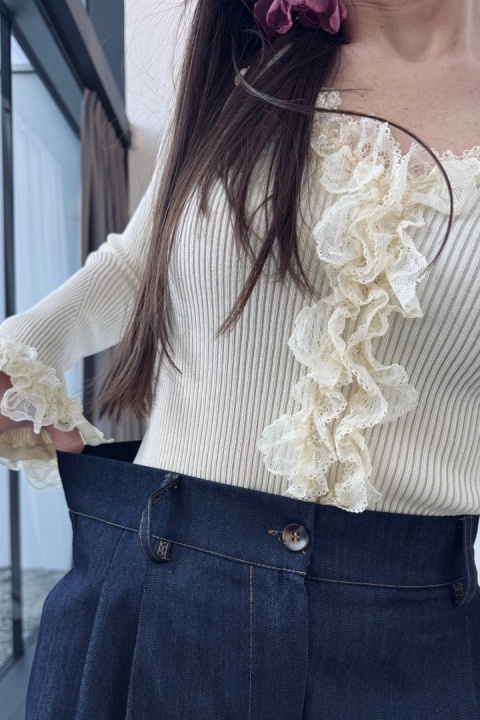 Bawełniane cygaretki z zakładkami | granatowe