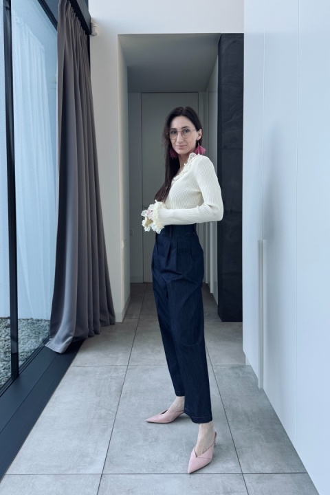 Bawełniane cygaretki z zakładkami | granatowe