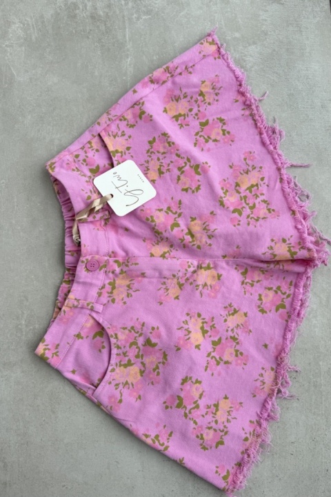 Krótkie spodenki szorty w kwiatki Spring Bloom | różowe